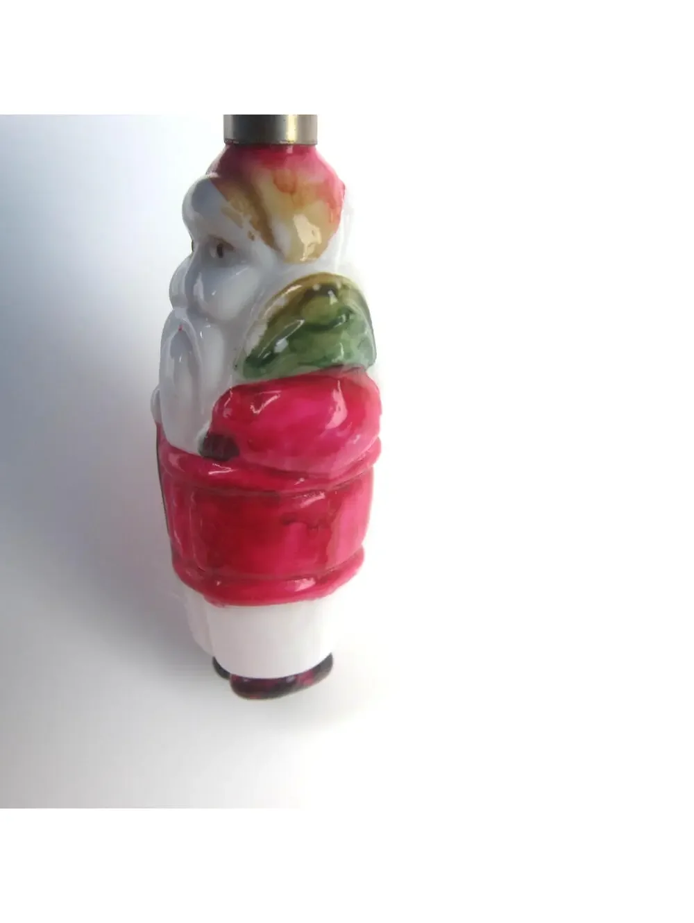 Vintage Santa Claus Christmas Milk Glass Light Bulb C6 Figural w/ Toy Sack Japan